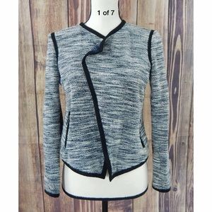Ann Taylor Cotton Open Face Cardigan Blue Knit